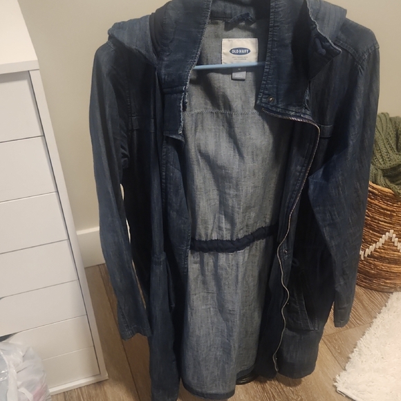 Old Navy Jackets & Blazers - Old NAVY Chambray Dark Blue Hooded Jacket